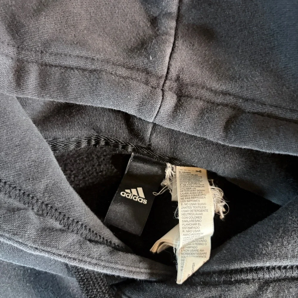 Adidas Mens Essentials 3-Stripe Pullover Hoodie Black White Logo Fleece
